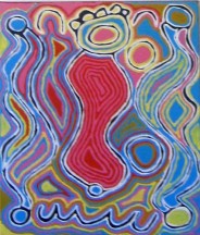 Judy Napangardi Watson ASAAJW1785 Mina Mina Jukurrpa (Mina Mina Dreaming) 2006 76x61cm Acrylic paints on linen
